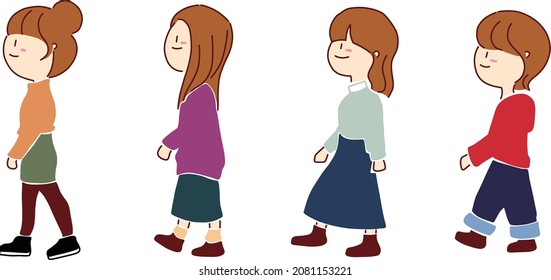 Illustration of a walking woman