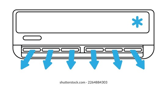 Illustration of wall air conditioner. Icon or image for industry and business.
