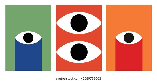 Illustration wall art eye cry retro with vibrant color