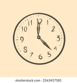 illustration of a wall clock with a classic brown background