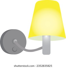 Illustration wall sconce with yellow lampshade