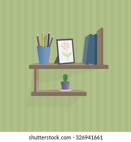 illustration of wall shelf