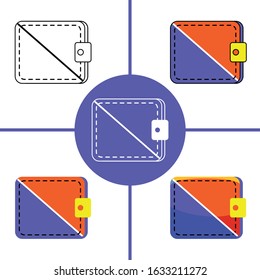 Illustration of Wallet element with different design style