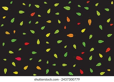 Illustration wallpaper of Abstract multicolor leaf on black background.