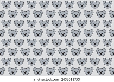 Illustration, wallpaper face of koala bear on grey color background.