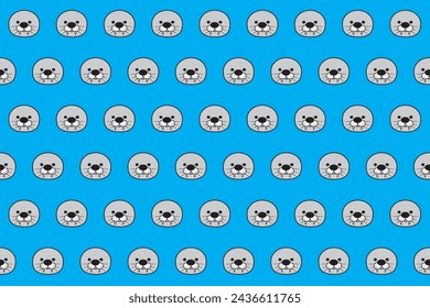 Illustration, wallpaper face of seal on blue color background.
