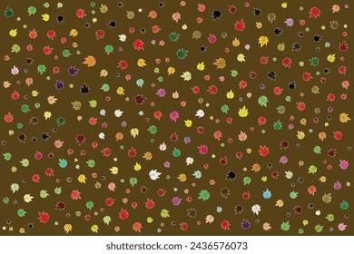 Illustration wallpaper, Multicolor leaf on brown background.