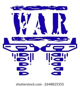 Ilustración del icono del logotipo de la zona de guerra y el avión de combate	