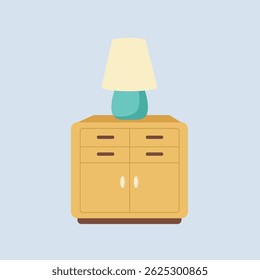 an illustration of a wardrobe and a night light