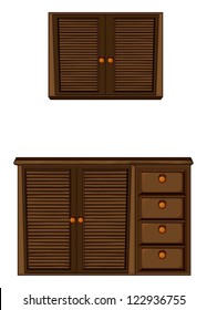 Illustration of a wardrobe on a white background
