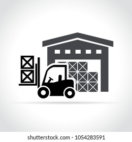 Illustration of warehouse icon on white background