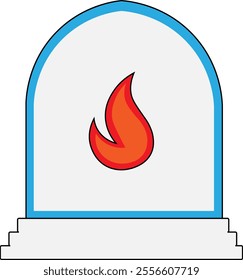 Illustration of a warm fireplace fire icon, symbolizing comfort and warmth at home, a gathering place full of intimacy and peace.