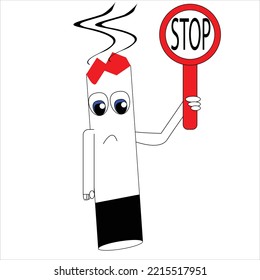illustration warning quit smoking with a gloomy face