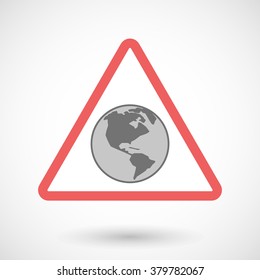Illustration of a warning signal with an America region world globe