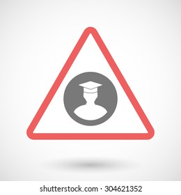 Illustration of a warning signal with a student