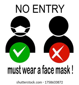 Illustration Warning Signs Wearing Face Masks Stock Vector (Royalty ...