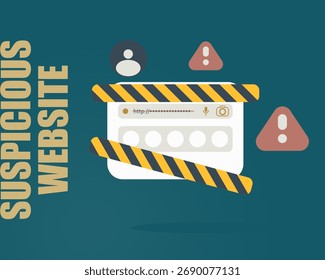 Ilustración que advierte a los usuarios sobre visitar Sitios web sospechosos o inseguros en línea.