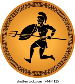 illustration of a warrior in a greek ceramic