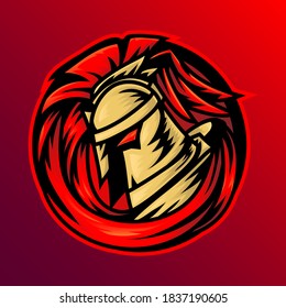 Illustration of warrior knight gladiator mascot logo for club team template sport and esports	
