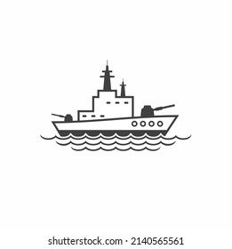 illustration of warship, army ship, vector art.