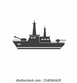 illustration of warship, army ship, vector art.
