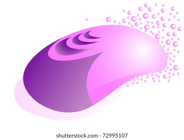 The illustration washed with soap bubbles on a white background