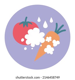 illustration of washing fruit using soap to keep it clean
