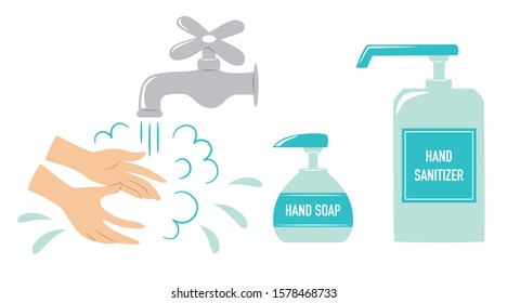 illustration of washing hands with soap 