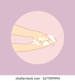 Illustration of Washing Hands with Soap