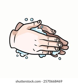 Illustration of washing hands with soap