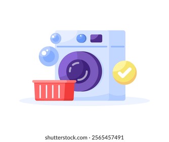 illustration of a washing machine with a clothes basket. machine used for washing clothes. electronic equipment. laundry business concept. flat style design. elements