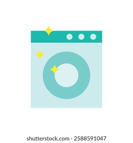 Illustration of washing machine flat icon vector design. Laundry item icon, interior home flat icon design. 