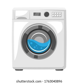 Illustration of washing machine. Icon or image for laundry service.