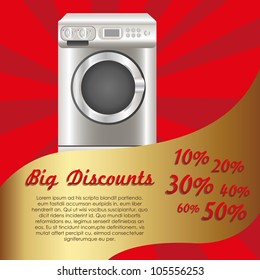 Illustration of a washing machine, isolated on white background, vector illustration