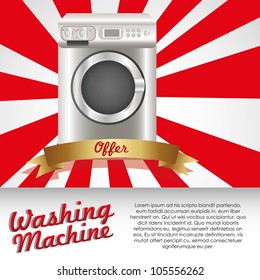Illustration of a washing machine, isolated on white background, vector illustration