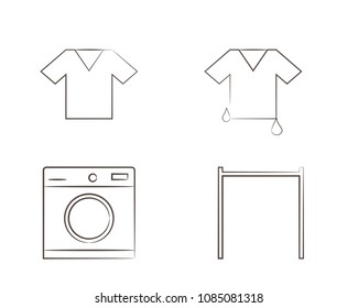 Illustration of washing machine. Vector of color icon with line draw.