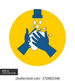 Illustration of washing your hands to keep it clean. Vector icons for websites and print