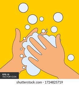 Illustration of washing your hands to keep it clean. Vector icons for websites and print