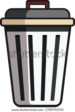 Illustration of a waste bin or trash can, ideal for concepts related to recycling, environmental conservation, and waste management. Its simple design makes it versatile.