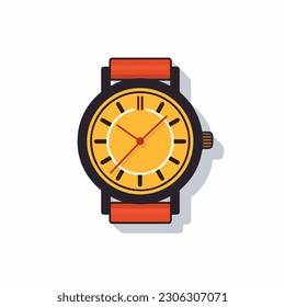 Illustration of a watch with band.  isolated, icon, logo for watch. flat style watch. 