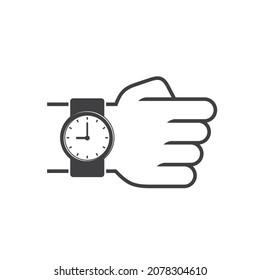 illustration of watch, black and white, vector art.