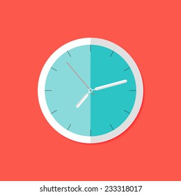 Illustration of Watch Flat Icon over Red