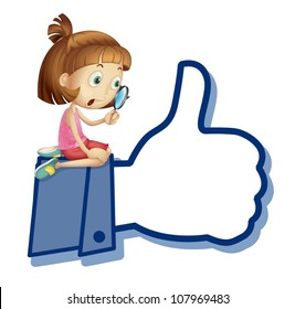 illustration of watching thumb picture on a white