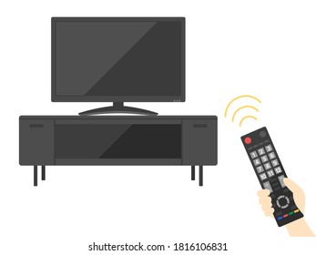 Illustration of watching TV with a remote control.