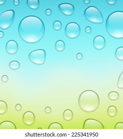 Illustration water abstract background with drops, place for your text - vector
