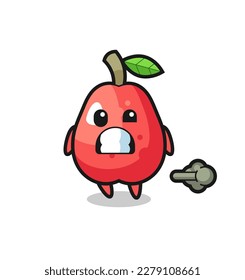 the illustration of the water apple cartoon doing fart , cute style design for t shirt, sticker, logo element