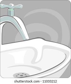 Illustration of water basin and tap	