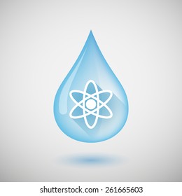 Illustration of a water drop with an atom