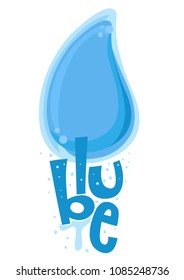 Illustration of a Water Drop with Blue Lettering Below