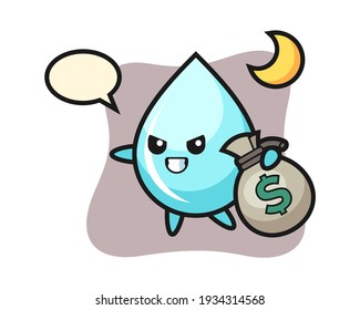 Illustration of water drop cartoon is stolen the money